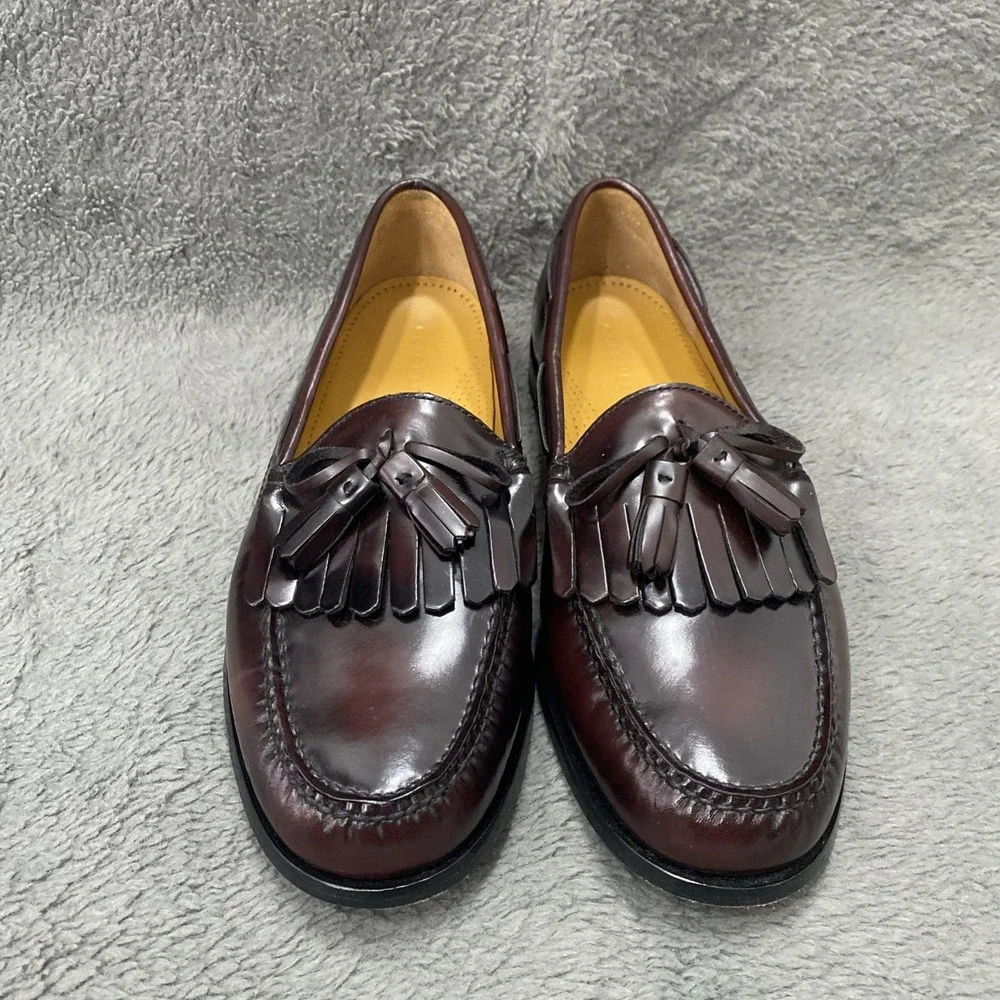 Cole Haan Mens Loafers C02692 Burgundy Leather Kiltie Tassel Dress Shoes 10.5D